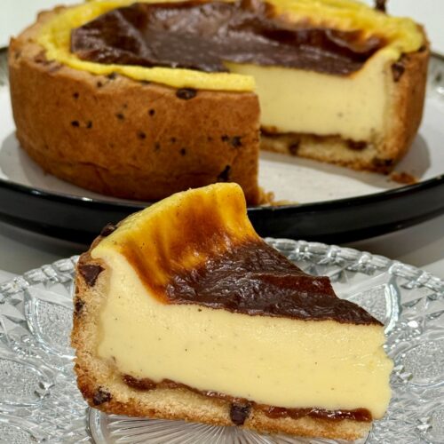 flan vanille sur cookie avec praliné