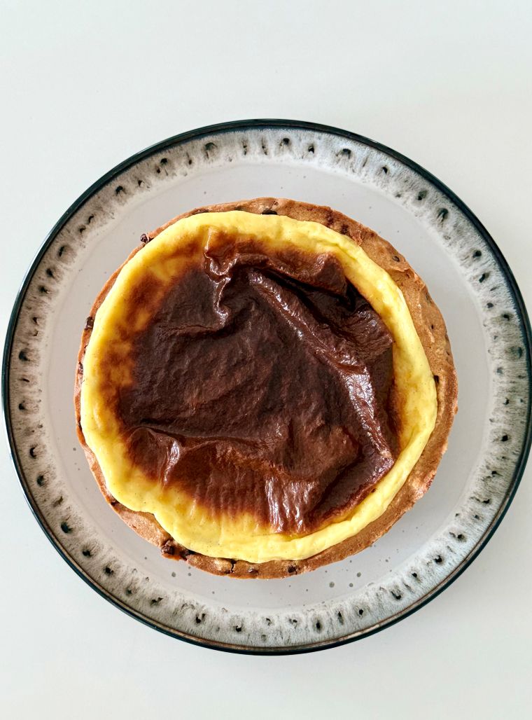 flan-vanille-cookie flan vanille sur pâte à cookies