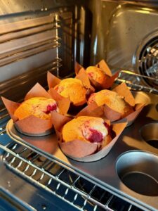 cuisson des muffins aux framboises