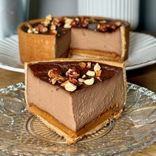 flan au chocolat avec praliné cacahuètes