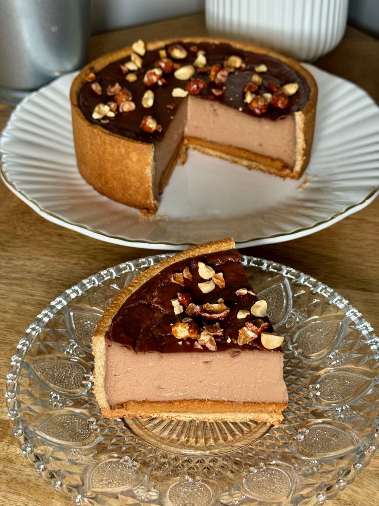 part de flan chocolat cacahuète