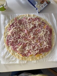 boursin, mozzarella, cheddar, jambon