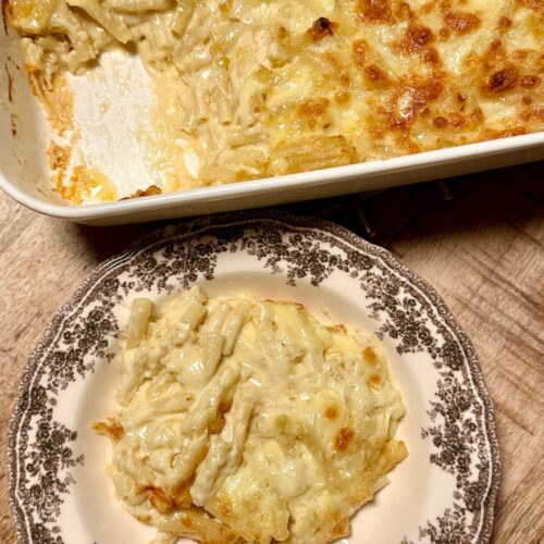 Gratrin de pâtes aux 3 fromages et à la crème