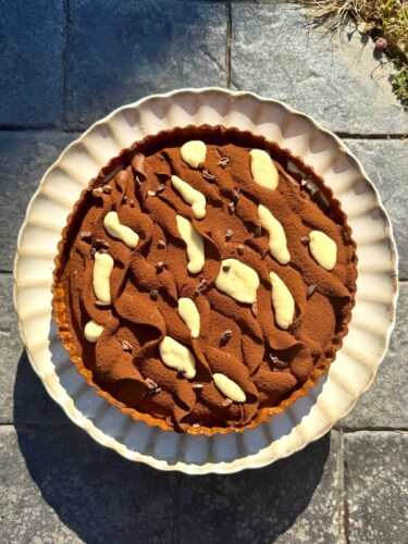 Tarte marbrée aux chocolats et à la vanille