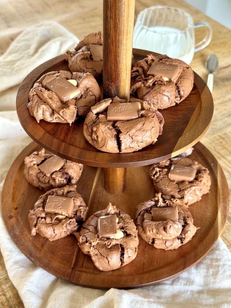 Outrageous cookies, cookies chocolat coeur fondant avec un carré de chocolat Milka