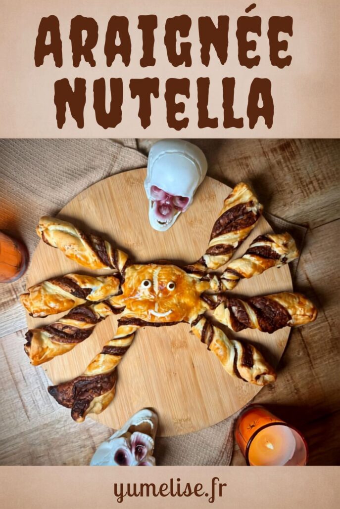 Feuilleté en forme d'araignée avec du nutella pour Halloween